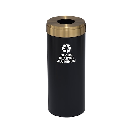 Glaro 15 gal Round Recycling Bin, Satin Black/Satin Brass B-1242BK-BE-B9