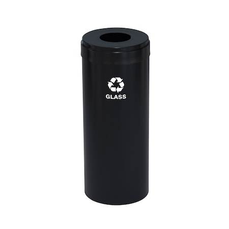 GLARO 15 gal Round Recycling Bin, Satin Black B-1242BK-BK-B8