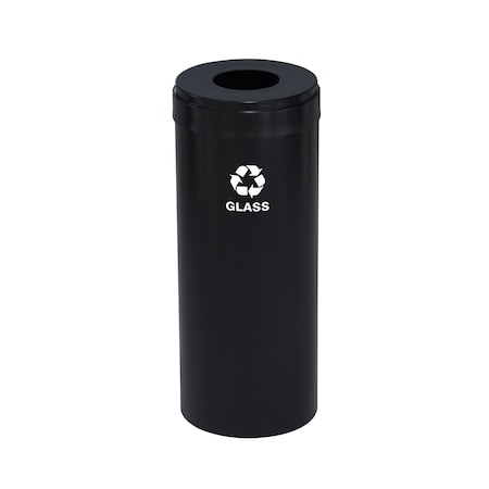 Glaro 15 gal Round Recycling Bin, Satin Black B-1242BK-BK-B8