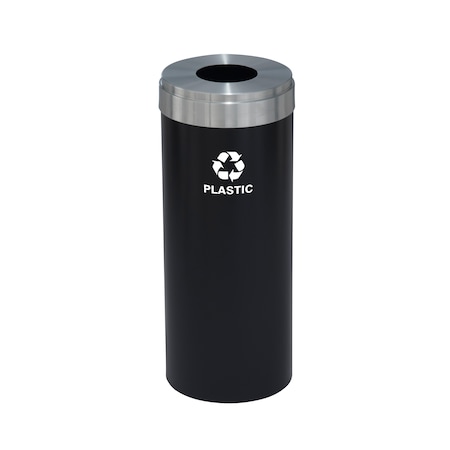 Glaro 15 gal Round Recycling Bin, Satin Black/Satin Aluminum B-1242BK-SA-B7