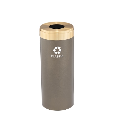 Glaro 15 gal Round Recycling Bin, Bronze Vein/Satin Brass B-1242BV-BE-B7