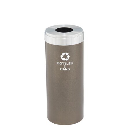 Glaro 15 gal Round Recycling Bin, Bronze Vein/Satin Aluminum B-1242BV-SA-B2