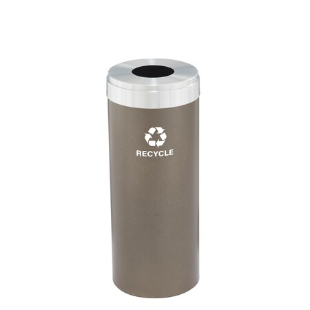 Glaro 15 gal Round Recycling Bin, Bronze Vein/Satin Aluminum B-1242BV-SA-B5