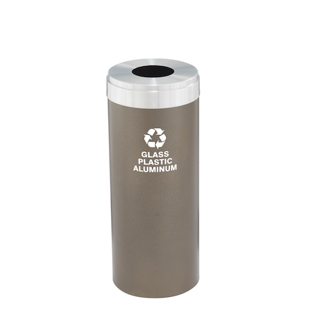 Glaro 15 gal Round Recycling Bin, Bronze Vein/Satin Aluminum B-1242BV-SA-B9