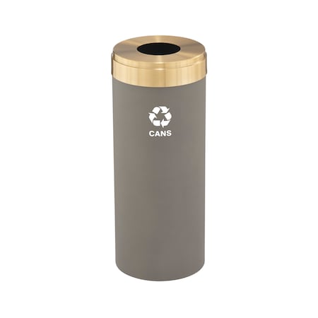 Glaro 15 gal Round Recycling Bin, Nickel/Satin Brass B-1242NK-BE-B4