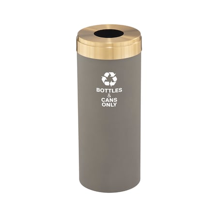 Glaro 15 gal Round Recycling Bin, Nickel/Satin Brass B-1242NK-BE-B6
