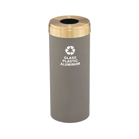 Glaro 15 gal Round Recycling Bin, Nickel/Satin Brass B-1242NK-BE-B9
