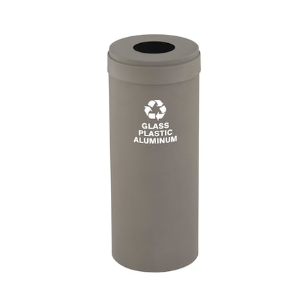 Glaro 15 gal Round Recycling Bin, Nickel B-1242NK-NK-B9