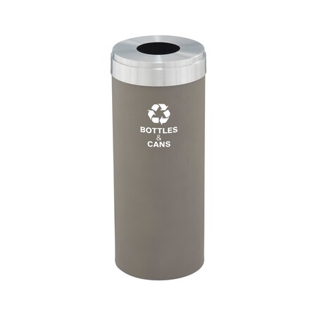 Glaro 15 gal Round Recycling Bin, Nickel/Satin Aluminum B-1242NK-SA-B2