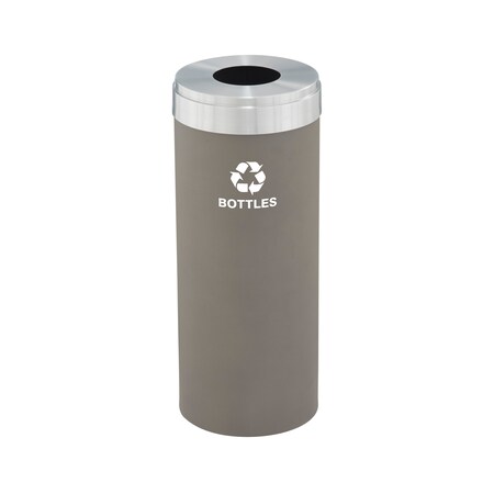 Glaro 15 gal Round Recycling Bin, Nickel/Satin Aluminum B-1242NK-SA-B3
