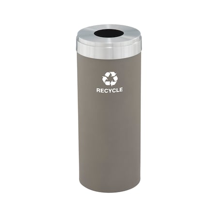 Glaro 15 gal Round Recycling Bin, Nickel/Satin Aluminum B-1242NK-SA-B5