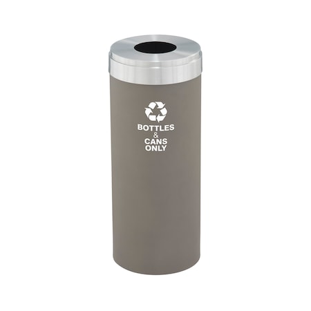 Glaro 15 gal Round Recycling Bin, Nickel/Satin Aluminum B-1242NK-SA-B6