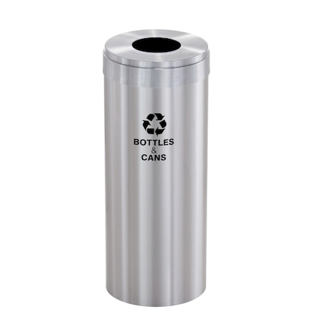 Glaro 15 gal Round Recycling Bin, Satin Aluminum B-1242SA-SA-B2