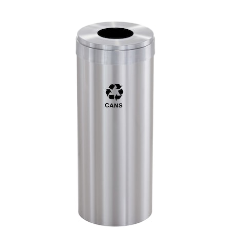 Glaro 15 gal Round Recycling Bin, Satin Aluminum B-1242SA-SA-B4