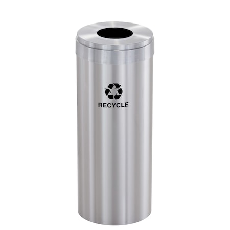 Glaro 15 gal Round Recycling Bin, Satin Aluminum B-1242SA-SA-B5