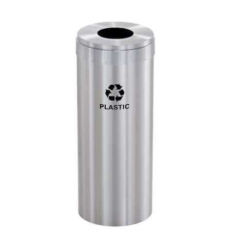 Glaro 15 gal Round Recycling Bin, Satin Aluminum B-1242SA-SA-B7