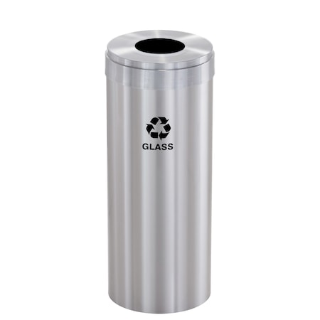 Glaro 15 gal Round Recycling Bin, Satin Aluminum B-1242SA-SA-B8