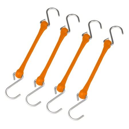 The Perfect Bungee 12” Industrial Grade Poly Tarp Strap, Orange, 4-Count B12NG4PK