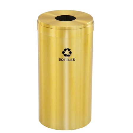 Glaro 16 gal Round Recycling Bin, Satin Brass B-1532BE-BE-B3