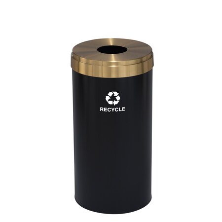 Glaro 16 gal Round Recycling Bin, Satin Black/Satin Brass B-1532BK-BE-B5