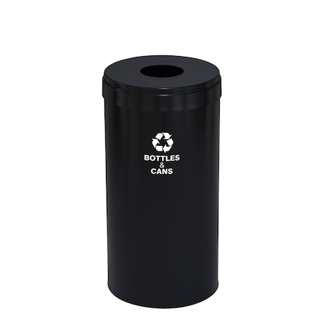 Glaro 16 gal Round Recycling Bin, Satin Black B-1532BK-BK-B2