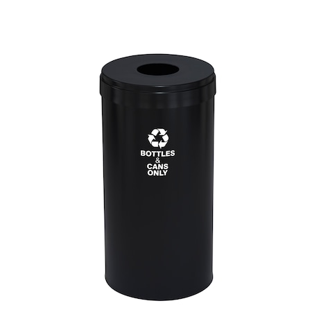 Glaro 16 gal Round Recycling Bin, Satin Black B-1532BK-BK-B6