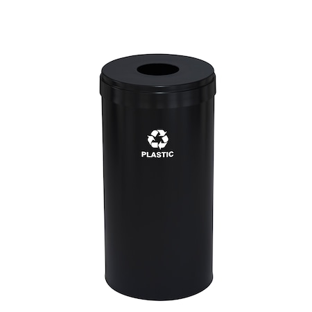 Glaro 16 gal Round Recycling Bin, Satin Black B-1532BK-BK-B7