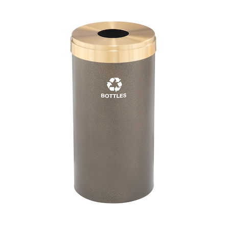 Glaro 16 gal Round Recycling Bin, Bronze Vein/Satin Brass B-1532BV-BE-B3