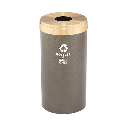 Glaro 16 gal Round Recycling Bin, Bronze Vein/Satin Brass B-1532BV-BE-B6