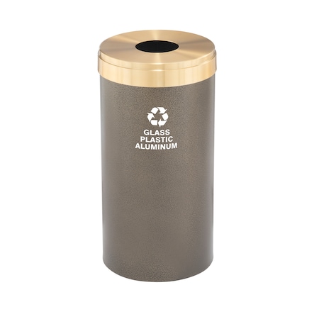 Glaro 16 gal Round Recycling Bin, Bronze Vein/Satin Brass B-1532BV-BE-B9