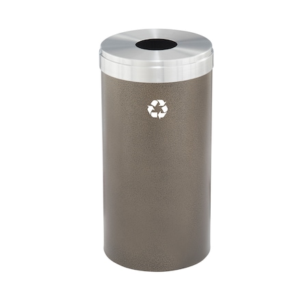 Glaro 16 gal Round Recycling Bin, Bronze Vein/Satin Aluminum B-1532BV-SA-B1
