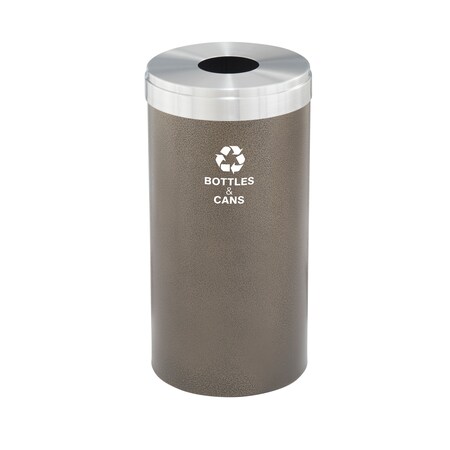 Glaro 16 gal Round Recycling Bin, Bronze Vein/Satin Aluminum B-1532BV-SA-B2