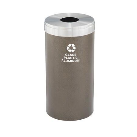 Glaro 16 gal Round Recycling Bin, Bronze Vein/Satin Aluminum B-1532BV-SA-B9
