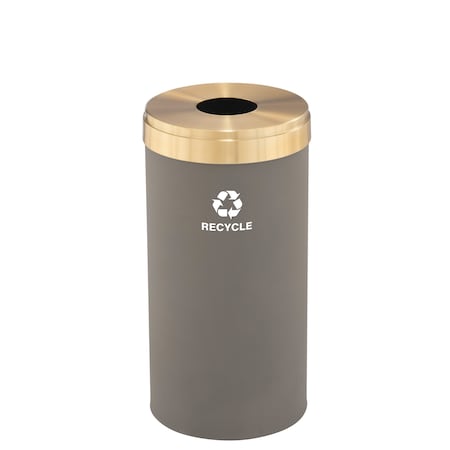 Glaro 16 gal Round Recycling Bin, Nickel/Satin Brass B-1532NK-BE-B5