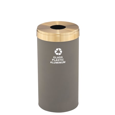 Glaro 16 gal Round Recycling Bin, Nickel/Satin Brass B-1532NK-BE-B9