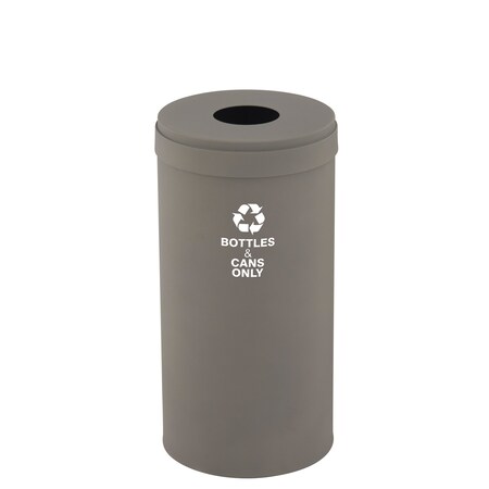 Glaro 16 gal Round Recycling Bin, Nickel B-1532NK-NK-B6