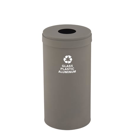 Glaro 16 gal Round Recycling Bin, Nickel B-1532NK-NK-B9