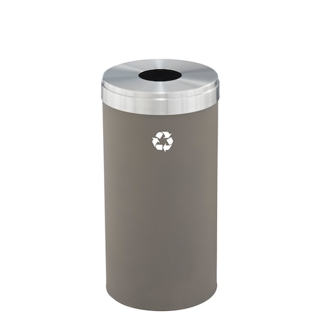 Glaro 16 gal Round Recycling Bin, Nickel/Satin Aluminum B-1532NK-SA-B1