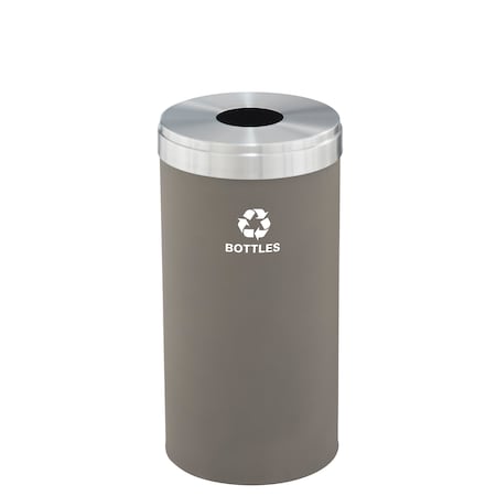 Glaro 16 gal Round Recycling Bin, Nickel/Satin Aluminum B-1532NK-SA-B3