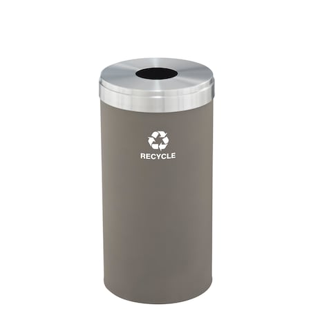 Glaro 16 gal Round Recycling Bin, Nickel/Satin Aluminum B-1532NK-SA-B5
