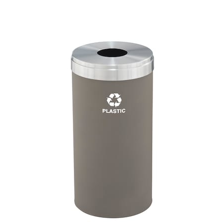 Glaro 16 gal Round Recycling Bin, Nickel/Satin Aluminum B-1532NK-SA-B7
