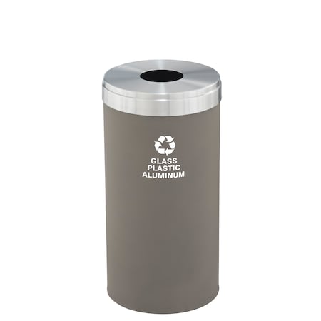Glaro 16 gal Round Recycling Bin, Nickel/Satin Aluminum B-1532NK-SA-B9