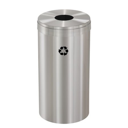 Glaro 16 gal Round Recycling Bin, Satin Aluminum B-1532SA-SA-B1