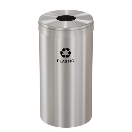 Glaro 16 gal Round Recycling Bin, Satin Aluminum B-1532SA-SA-B7