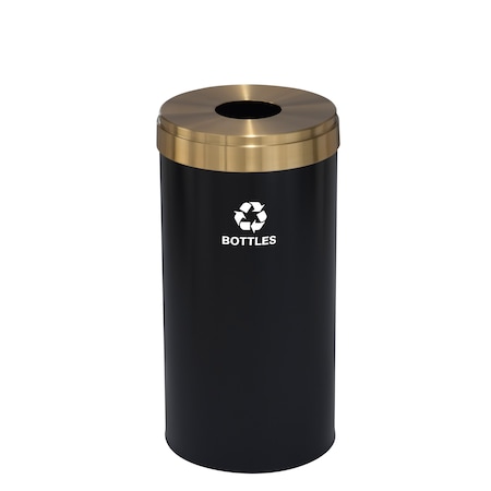 Glaro 23 gal Round Recycling Bin, Satin Black/Satin Brass B-1542BK-BE-B3