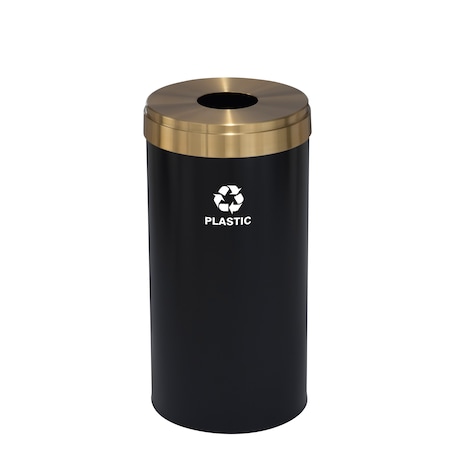 Glaro 23 gal Round Recycling Bin, Satin Black/Satin Brass B-1542BK-BE-B7