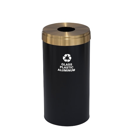 Glaro 23 gal Round Recycling Bin, Satin Black/Satin Brass B-1542BK-BE-B9
