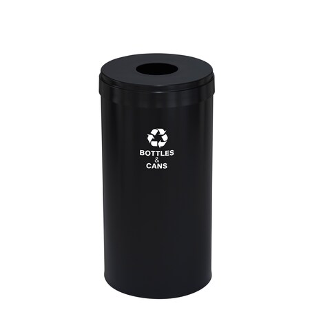 Glaro 23 gal Round Recycling Bin, Satin Black B-1542BK-BK-B2