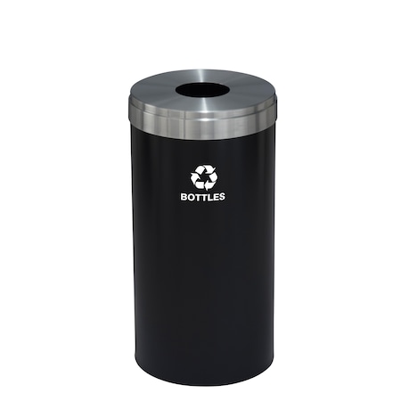 Glaro 23 gal Round Recycling Bin, Satin Black/Satin Aluminum B-1542BK-SA-B3