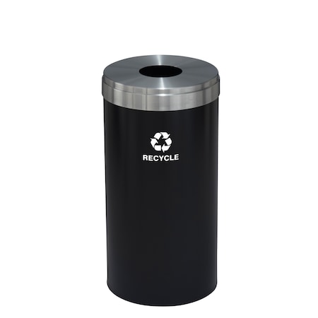 Glaro 23 gal Round Recycling Bin, Satin Black/Satin Aluminum B-1542BK-SA-B5